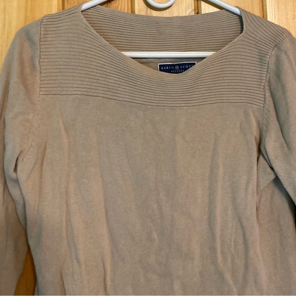 Karen Scott Petites Women’s Tan Long-Sleeve Sweater - Picture 5 of 6